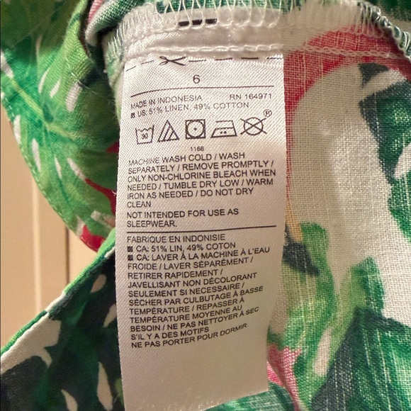 🦩BOYS Janie and Jack Flamingo Tropical Button-Down Shirt | Size 6 | Linen Blend - Picture 5 of 6